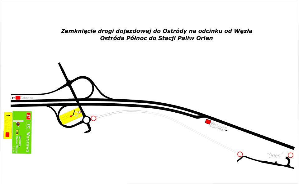 Zmiana organizacji ruchu przy węźle Ostróda-Północ